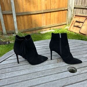 Jessica Simpson Women's Paegye Fringe Stiletto Dress Booties in black size 11‎